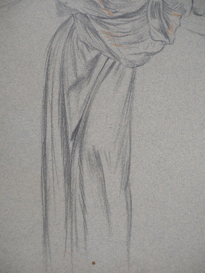Léopold Franz KOWALSKI : Drapé d'une robe de soirée, c, Dessin original (photo de détail 4) - Crédit photo : Galerie Art.Paris