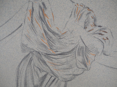 Léopold Franz KOWALSKI : Drapé d'une robe de soirée, c, Dessin original (photo de détail 5) - Crédit photo : Galerie Art.Paris