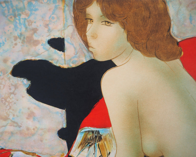 Alain BONNEFOIT : Ingénue sur un sofa, Lithographie originale (photo de détail 4) - Crédit photo : Galerie Art.Paris
