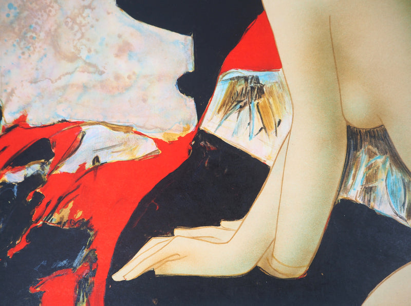 Alain BONNEFOIT : Ingénue sur un sofa, Lithographie originale (photo de détail 5) - Crédit photo : Galerie Art.Paris