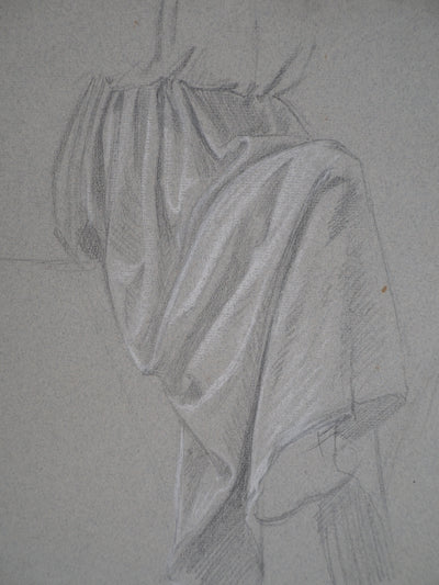 Léopold Franz KOWALSKI : Drapé d'une jupe, c, Dessin original (photo de détail 3) - Crédit photo : Galerie Art.Paris