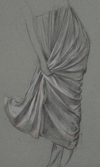 Léopold Franz KOWALSKI : Drapé d'une jupe plissée, c, Dessin original (photo de détail 3) - Crédit photo : Galerie Art.Paris