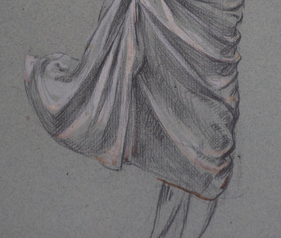 Léopold Franz KOWALSKI : Drapé d'une jupe plissée, c, Dessin original (photo de détail 5) - Crédit photo : Galerie Art.Paris