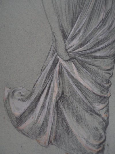 Léopold Franz KOWALSKI : Drapé d'une jupe plissée, c, Dessin original (photo de détail 4) - Crédit photo : Galerie Art.Paris