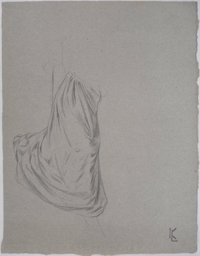 Léopold Franz KOWALSKI : Étude du drapé de la jupe longue, c, Dessin original (vue générale) - Crédit photo : Galerie Art.Paris