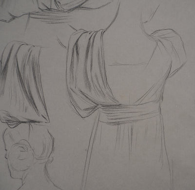 Léopold Franz KOWALSKI : Drapé de robe vu de dos, c, Dessin original (photo de détail 4) - Crédit photo : Galerie Art.Paris