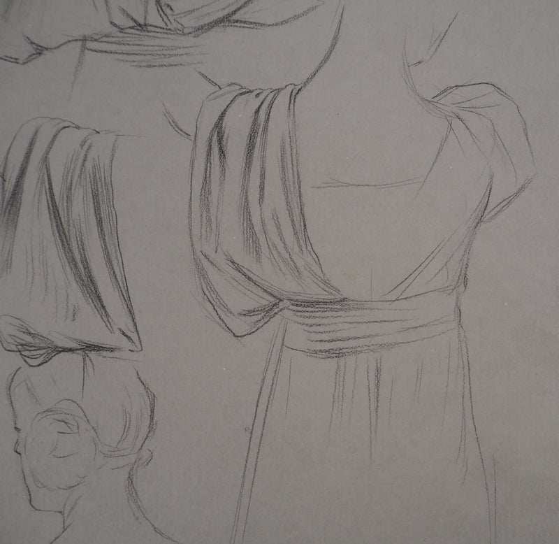 Léopold Franz KOWALSKI : Drapé de robe vu de dos, c, Dessin original (photo de détail 4) - Crédit photo : Galerie Art.Paris