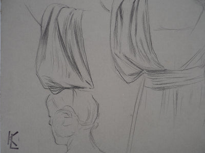 Léopold Franz KOWALSKI : Drapé de robe vu de dos, c, Dessin original (photo de détail 3) - Crédit photo : Galerie Art.Paris