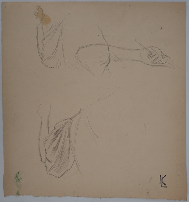 Léopold Franz KOWALSKI : Drapé de la manche bouffante d&