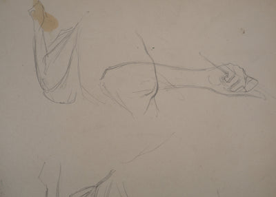 Léopold Franz KOWALSKI : Drapé de la manche bouffante d'une robe 2, c, Dessin original (photo de détail 3) - Crédit photo : Galerie Art.Paris