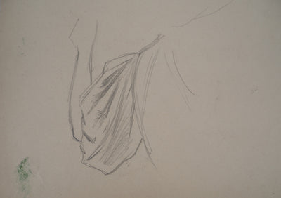 Léopold Franz KOWALSKI : Drapé de la manche bouffante d'une robe 2, c, Dessin original (photo de détail 4) - Crédit photo : Galerie Art.Paris