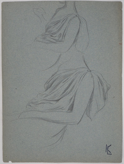 Léopold Franz KOWALSKI : Étude du drapé du décolleté, c, Dessin original (vue générale) - Crédit photo : Galerie Art.Paris