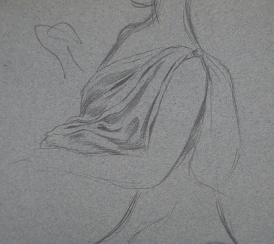 Léopold Franz KOWALSKI : Étude du drapé du décolleté, c, Dessin original (photo de détail 3) - Crédit photo : Galerie Art.Paris