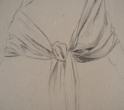 Léopold Franz KOWALSKI : Drapé d'un châle de dos, c, Dessin original (photo de détail 4) - Crédit photo : Galerie Art.Paris