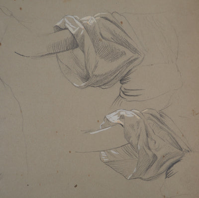 Léopold Franz KOWALSKI : Étude du drapé de robe, c, Dessin original (photo de détail 3) - Crédit photo : Galerie Art.Paris