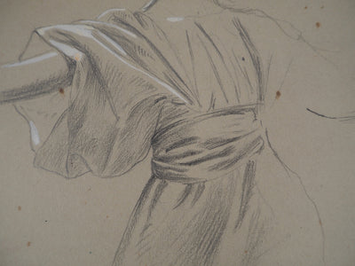 Léopold Franz KOWALSKI : Étude du drapé de robe, c, Dessin original (photo de détail 5) - Crédit photo : Galerie Art.Paris