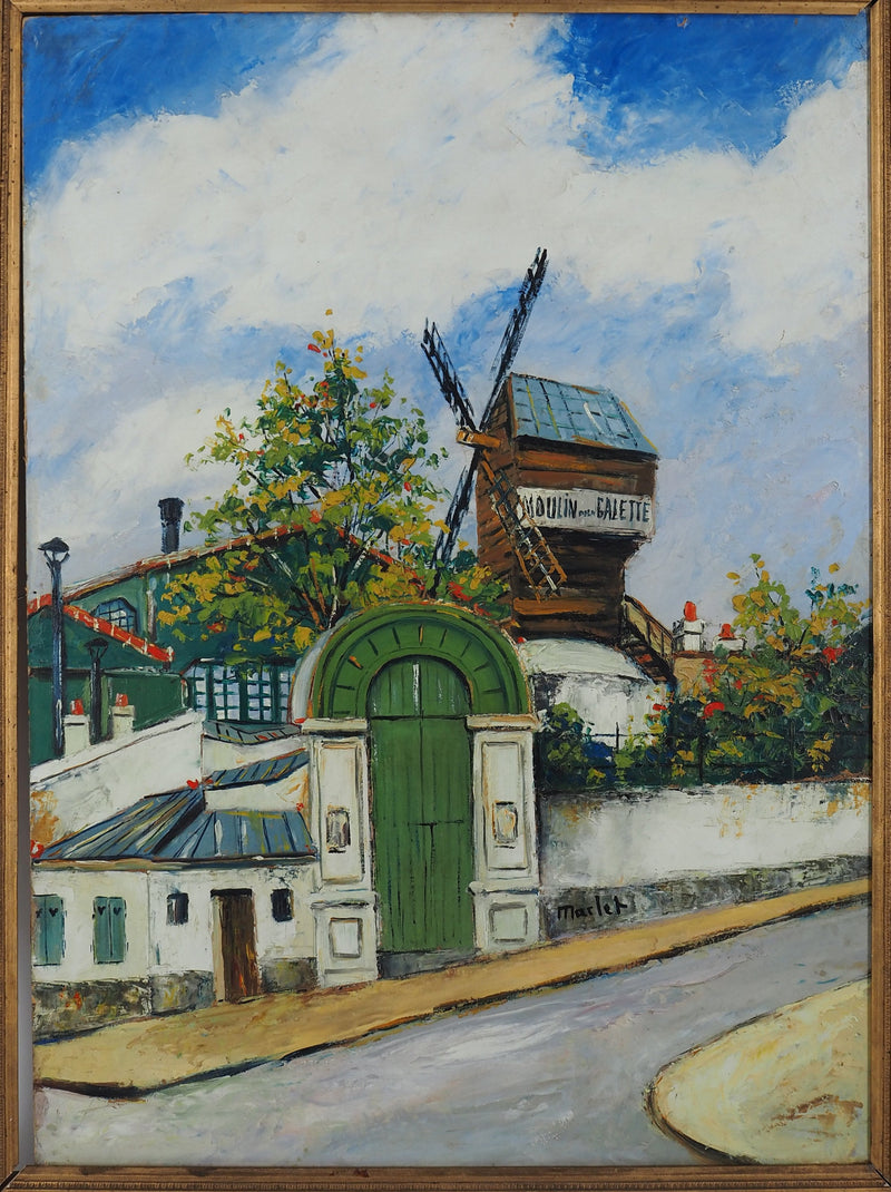 Elisée MACLET : Montmartre, Moulin de la Galette, Huile sur panneau signée
