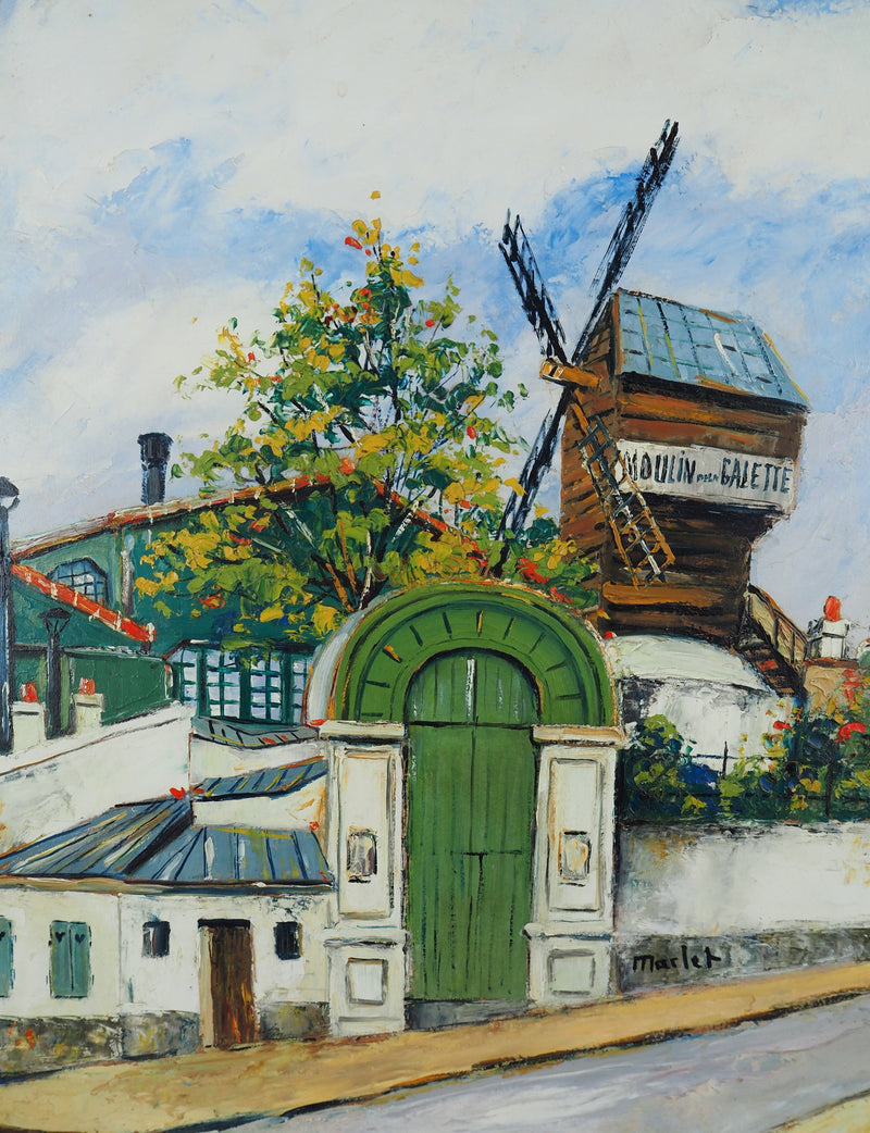 Elisée MACLET : Montmartre, Moulin de la Galette, Huile sur panneau signée