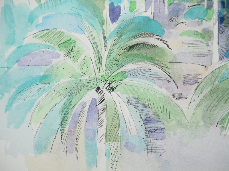 Maurice GENIS : Forêt de palmiers, Aquarelle originale (photo de détail 4) - Crédit photo : Galerie Art.Paris