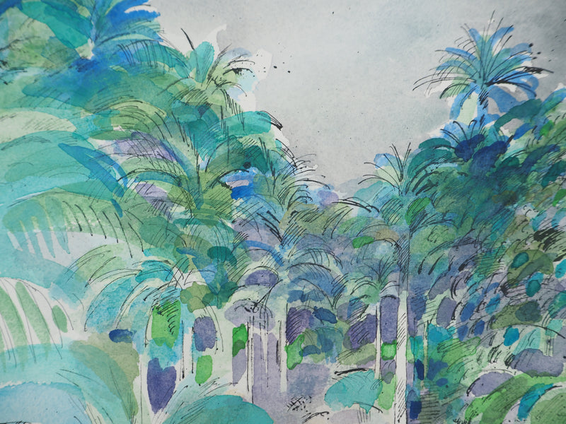 Maurice GENIS : Forêt de palmiers, Aquarelle originale (photo de détail 5) - Crédit photo : Galerie Art.Paris