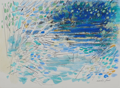Maurice GENIS : L'île déserte, Aquarelle originale (photo de détail 3) - Crédit photo : Galerie Art.Paris