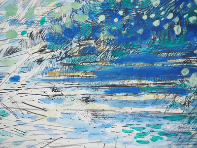Maurice GENIS : L'île déserte, Aquarelle originale (photo de détail 4) - Crédit photo : Galerie Art.Paris