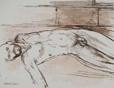 Maurice GENIS : Modèle endormi, Aquarelle originale (photo de détail 3) - Crédit photo : Galerie Art.Paris