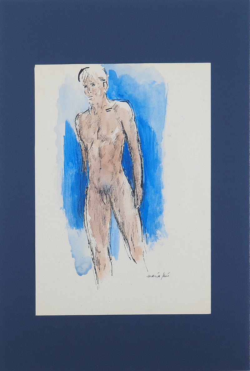Maurice GENIS : Nudité masculine, Aquarelle originale (vue générale) - Crédit photo : Galerie Art.Paris