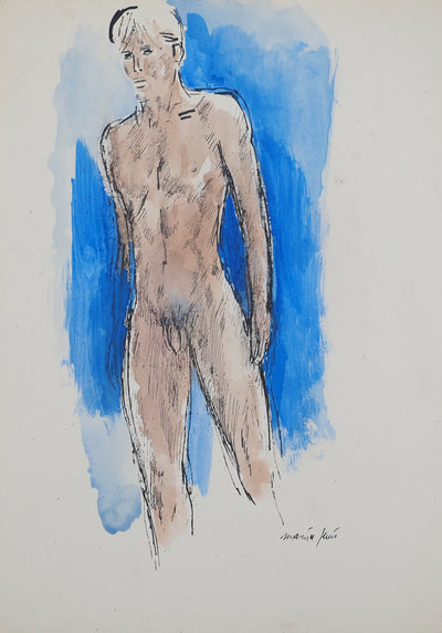 Maurice GENIS : Nudité masculine, Aquarelle originale (photo de détail 3) - Crédit photo : Galerie Art.Paris