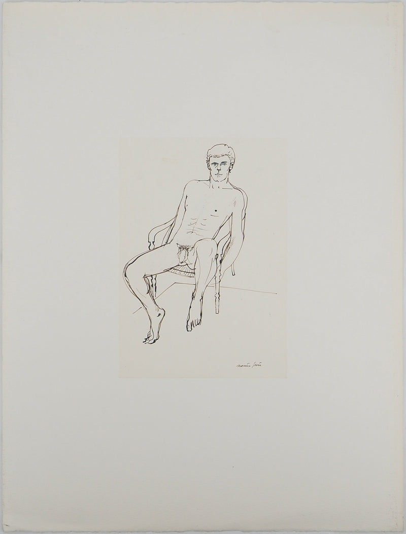 Maurice GENIS : Nu posant assis, Dessin original (vue générale) - Crédit photo : Galerie Art.Paris