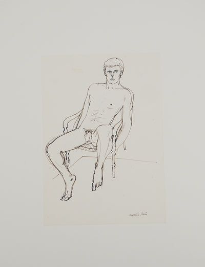 Maurice GENIS : Nu posant assis, Dessin original (photo de détail 3) - Crédit photo : Galerie Art.Paris