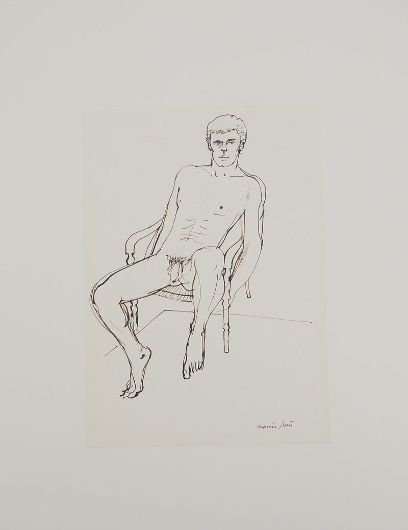 Maurice GENIS : Nu posant assis, Dessin original (photo de détail 3) - Crédit photo : Galerie Art.Paris