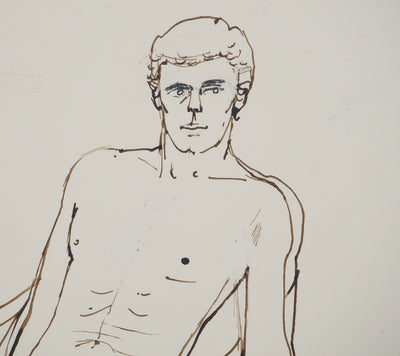 Maurice GENIS : Nu posant assis, Dessin original (photo de détail 4) - Crédit photo : Galerie Art.Paris