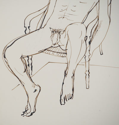 Maurice GENIS : Nu posant assis, Dessin original (photo de détail 5) - Crédit photo : Galerie Art.Paris