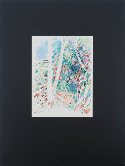 Maurice GENIS : Arbres colorés, Aquarelle originale (vue générale) - Crédit photo : Galerie Art.Paris