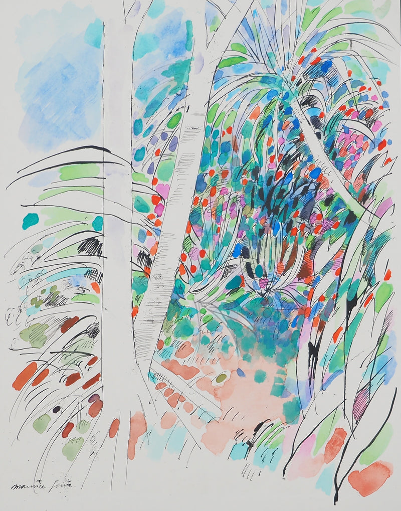 Maurice GENIS : Arbres colorés, Aquarelle originale (photo de détail 3) - Crédit photo : Galerie Art.Paris