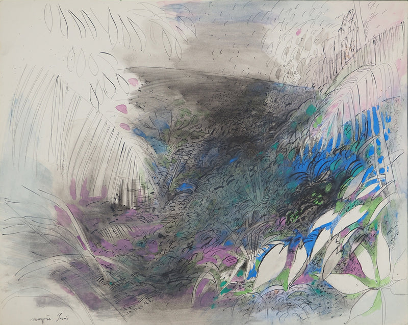 Maurice GENIS : Ballade en forêt, Aquarelle originale (photo de détail 3) - Crédit photo : Galerie Art.Paris