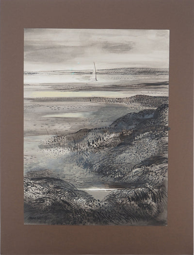 Maurice GENIS : Voilier voguant sur l'eau, Aquarelle originale (vue générale) - Crédit photo : Galerie Art.Paris