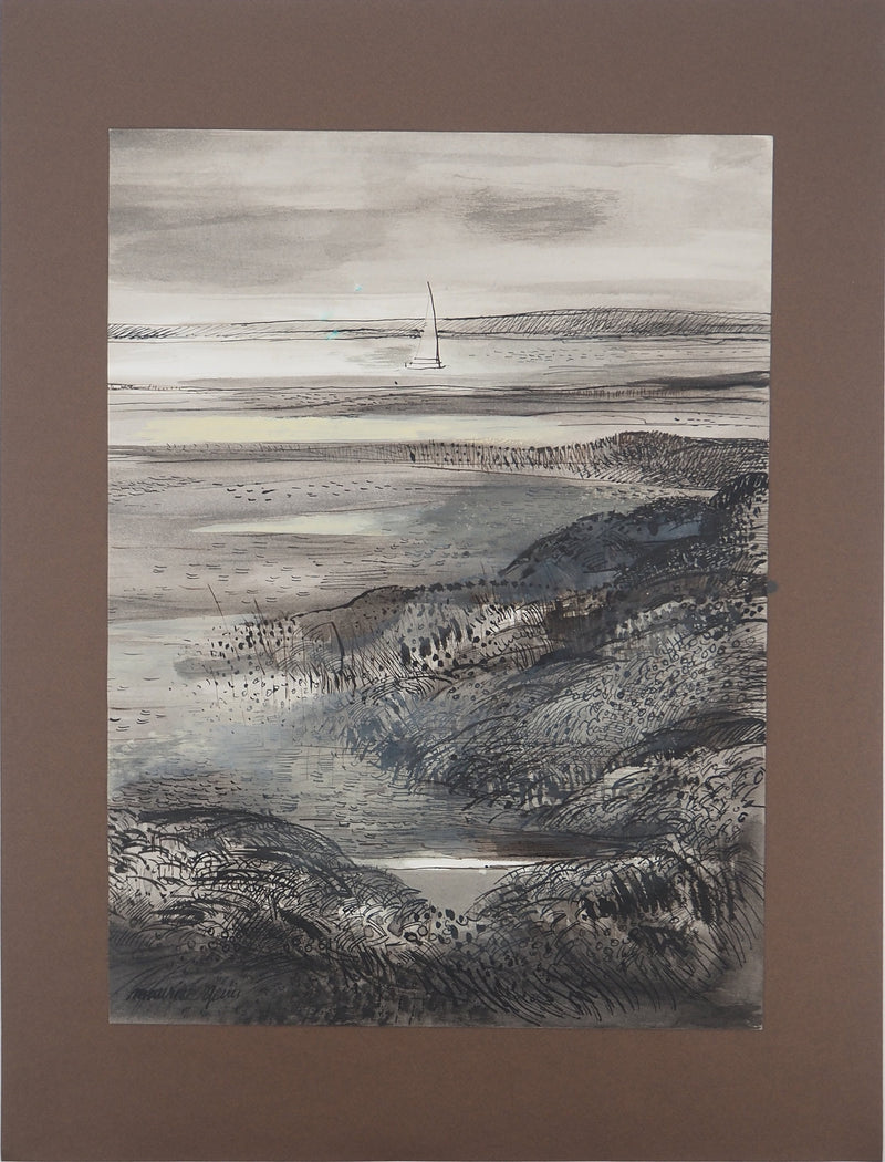 Maurice GENIS : Voilier voguant sur l&