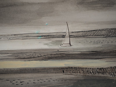 Maurice GENIS : Voilier voguant sur l'eau, Aquarelle originale (photo de détail 5) - Crédit photo : Galerie Art.Paris
