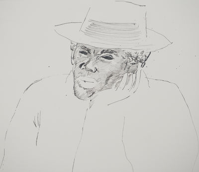 Maurice GENIS : Portrait au chapeau , Dessin original (photo de détail 4) - Crédit photo : Galerie Art.Paris