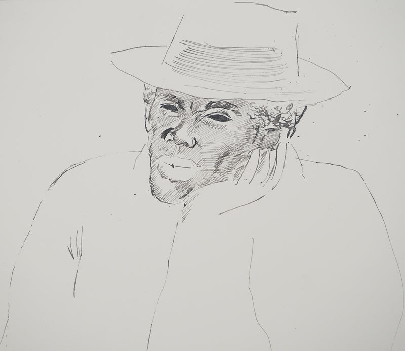 Maurice GENIS : Portrait au chapeau , Dessin original (photo de détail 4) - Crédit photo : Galerie Art.Paris