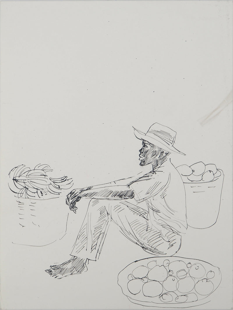 Maurice GENIS : Homme de profil, Dessin original (vue générale) - Crédit photo : Galerie Art.Paris