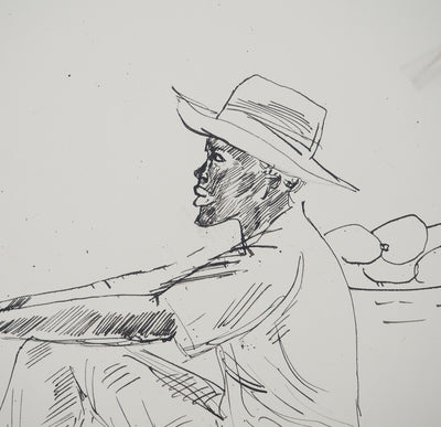 Maurice GENIS : Homme de profil, Dessin original (photo de détail 3) - Crédit photo : Galerie Art.Paris