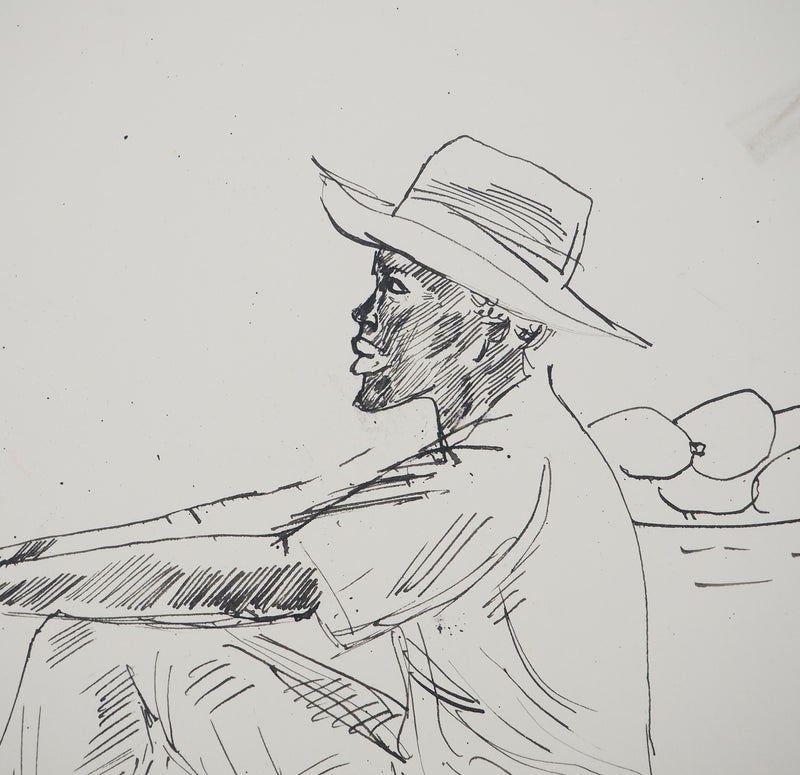 Maurice GENIS : Homme de profil, Dessin original (photo de détail 3) - Crédit photo : Galerie Art.Paris