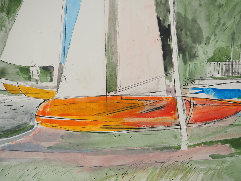 Maurice GENIS : Voiliers en bord de mer, Aquarelle originale (photo de détail 4) - Crédit photo : Galerie Art.Paris