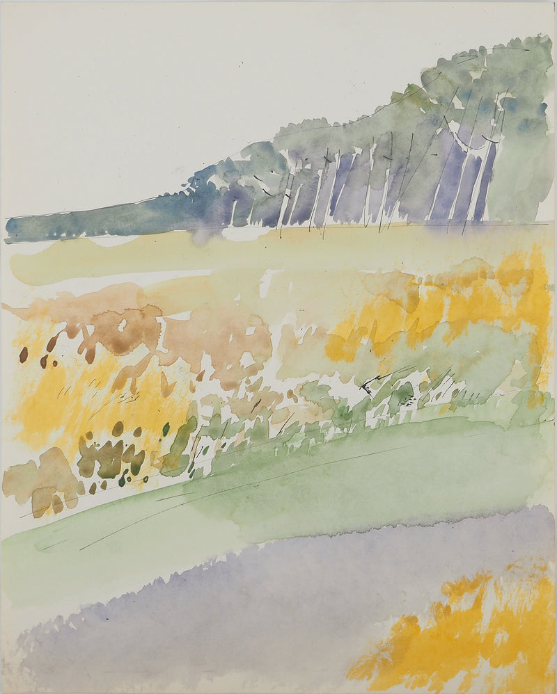 Maurice GENIS : Chemin de campagne, Aquarelle originale (vue générale) - Crédit photo : Galerie Art.Paris