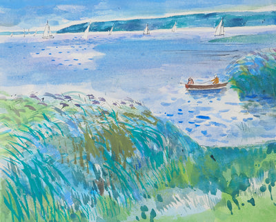 Maurice GENIS : Les pêcheurs à la barque, Aquarelle originale (photo de détail 2) - Crédit photo : Galerie Art.Paris