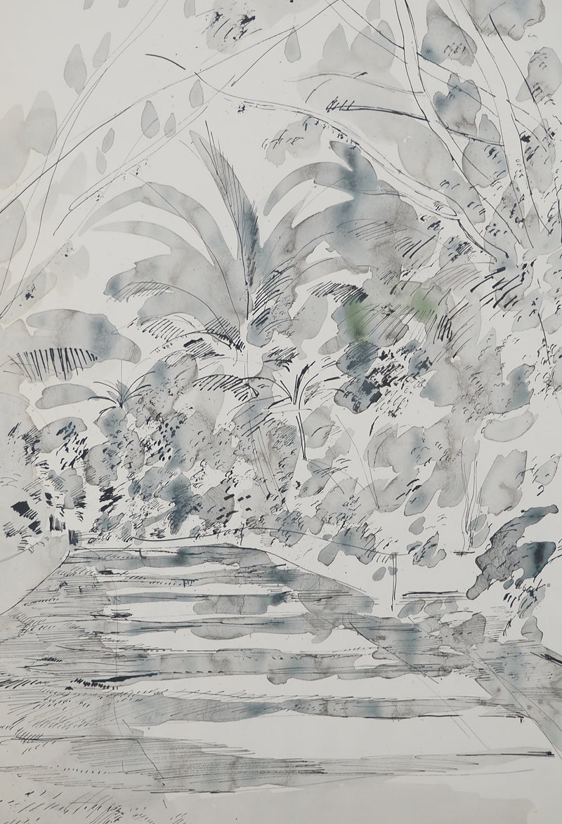 Maurice GENIS : Le pont suspendu, Aquarelle originale (photo de détail 2) - Crédit photo : Galerie Art.Paris