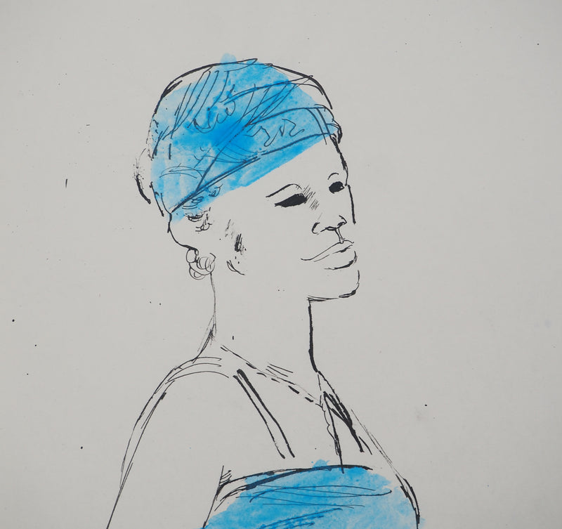 Maurice GENIS : Femme au bonnet de bain, Dessin original (photo de détail 3) - Crédit photo : Galerie Art.Paris